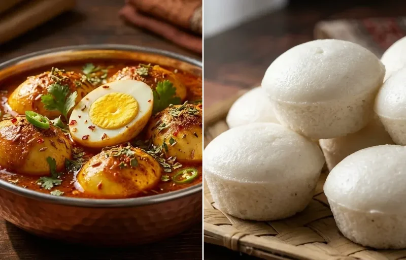 Egg Curry with Goan Sannas