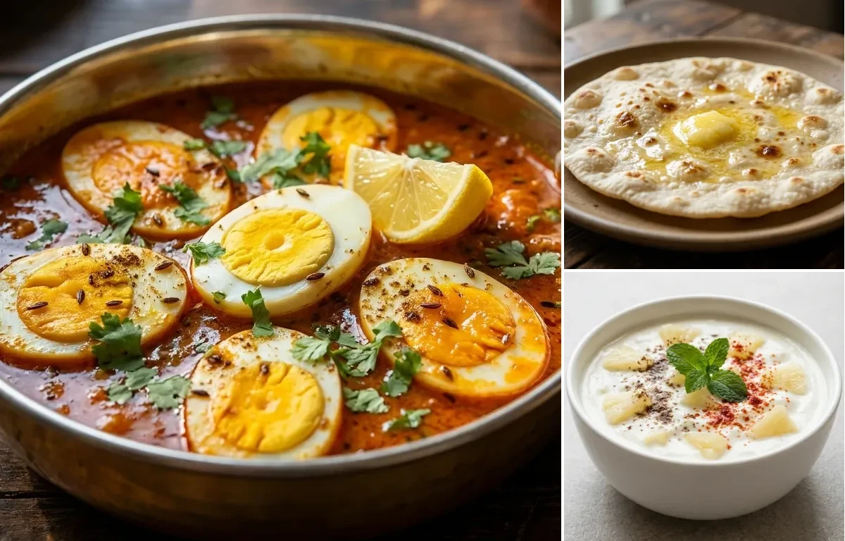 Egg Curry with Jowar Roti and Pineapple Raita