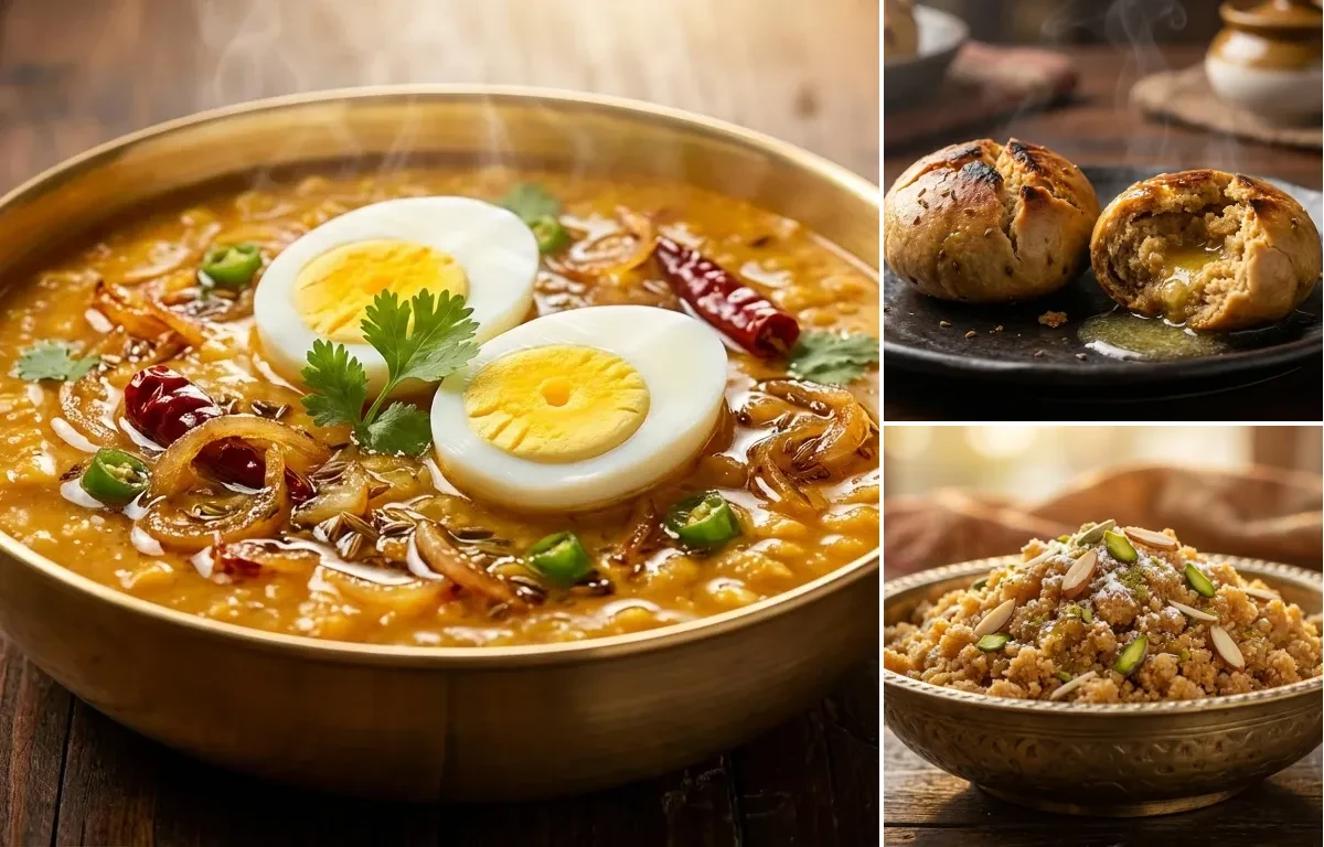 Egg Dal Tadka with Rajasthani Baati and Churma