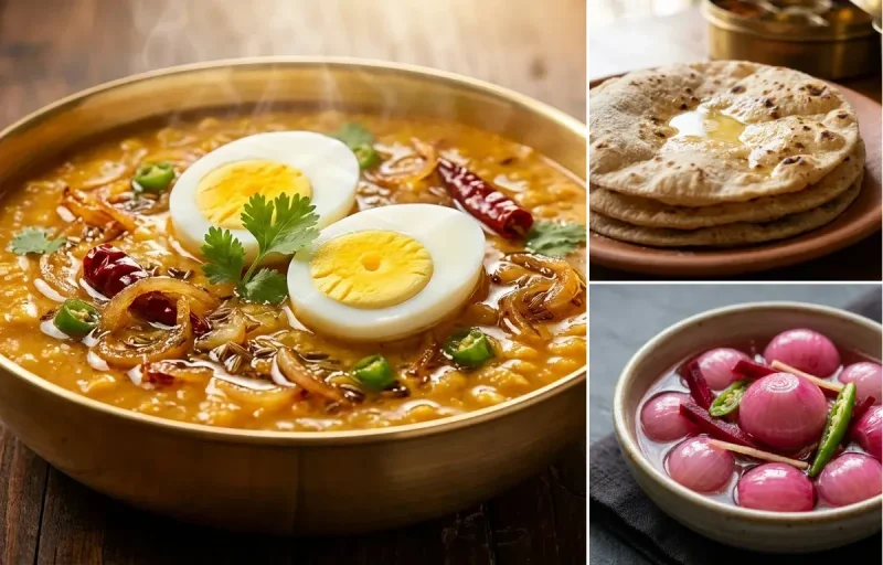 Egg Dal Tadka with Roti and Sirke Wala Pyaaz