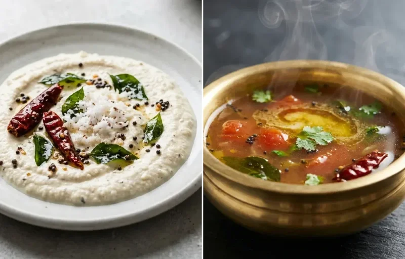 Egg Dosa Roll with Coconut Chutney No-Salt and Rasam
