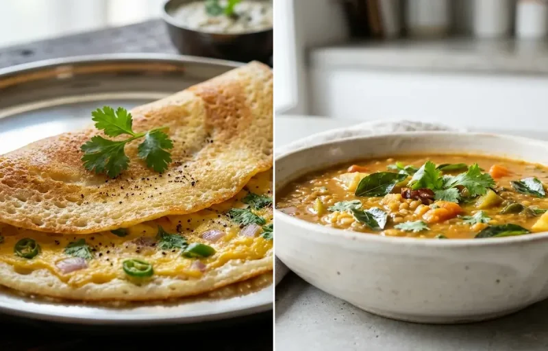 Egg Dosa + Sambar