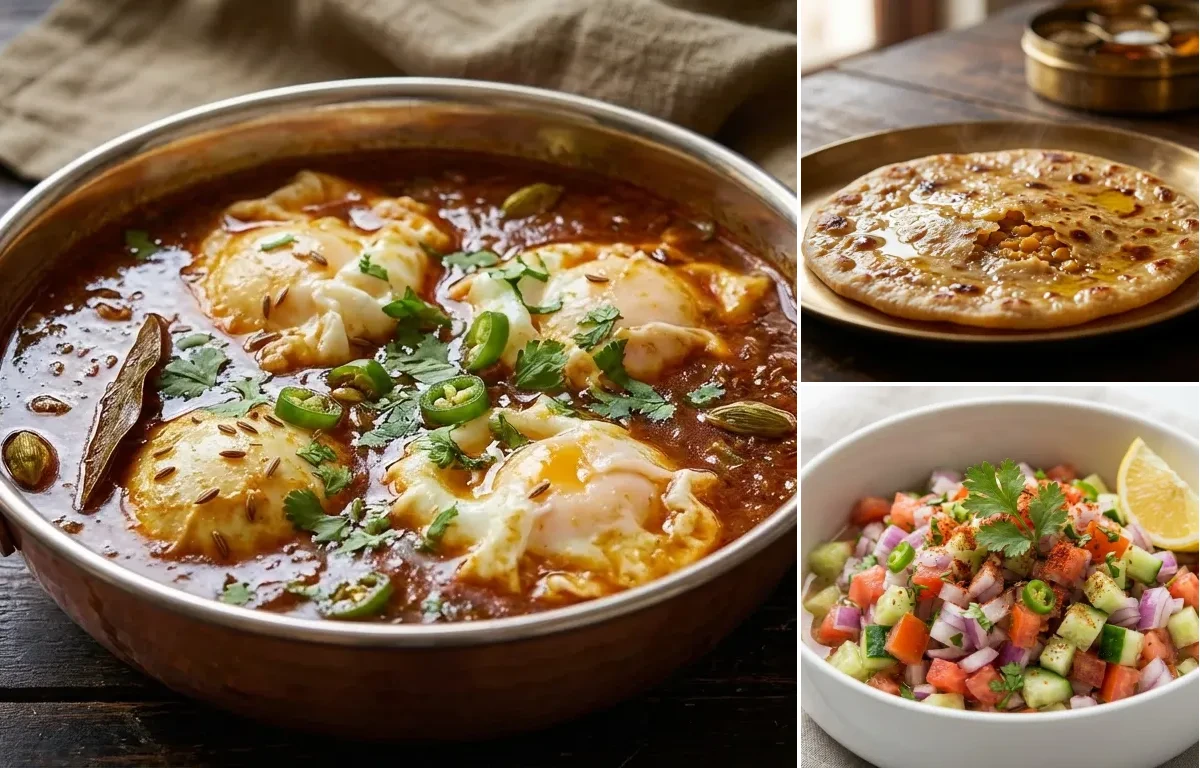 Egg Drop Curry with Puran Poli