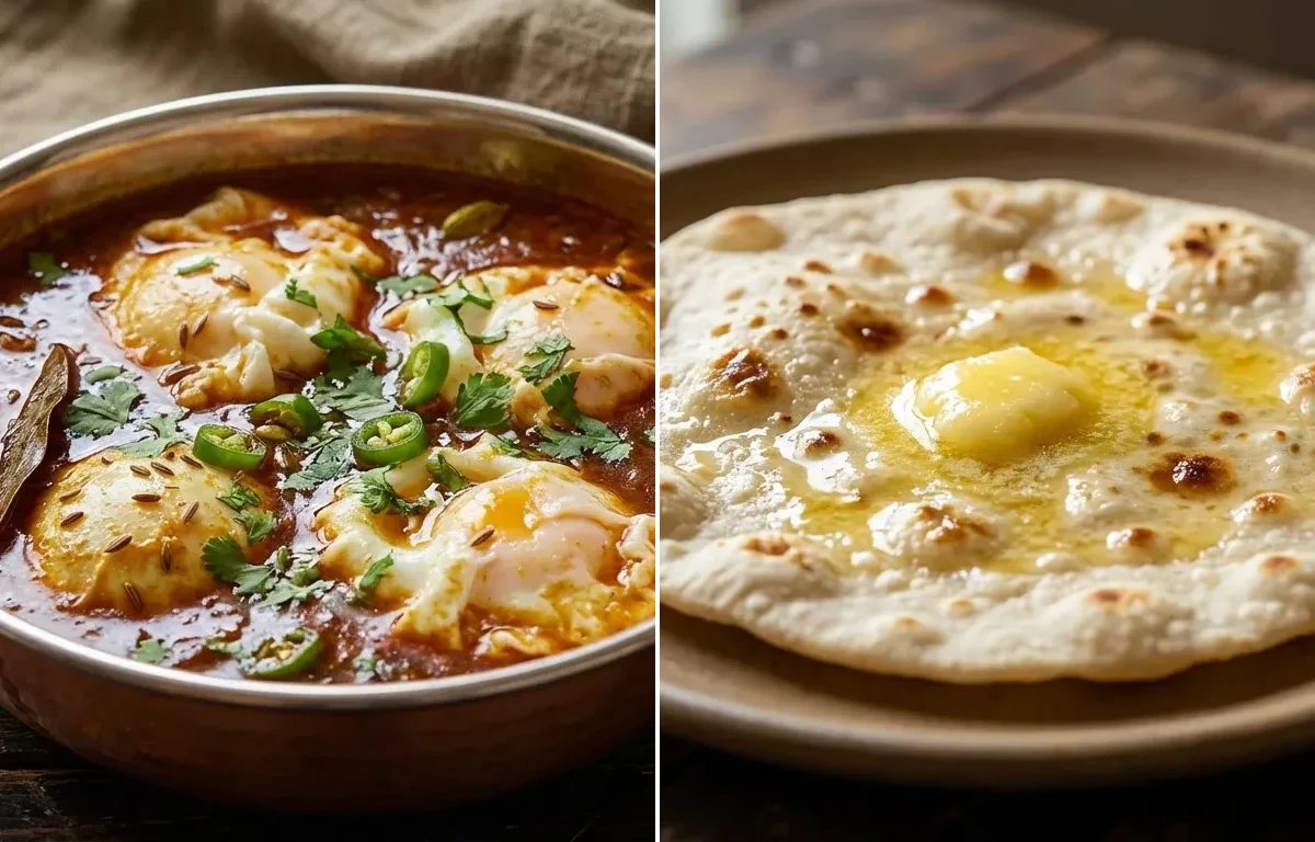 Egg Drop Curry with Jowar Roti