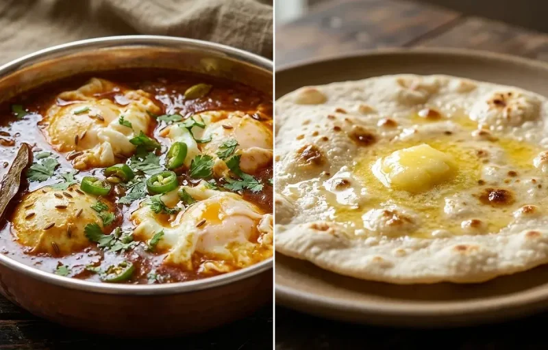 Egg Drop Curry with Jowar Roti