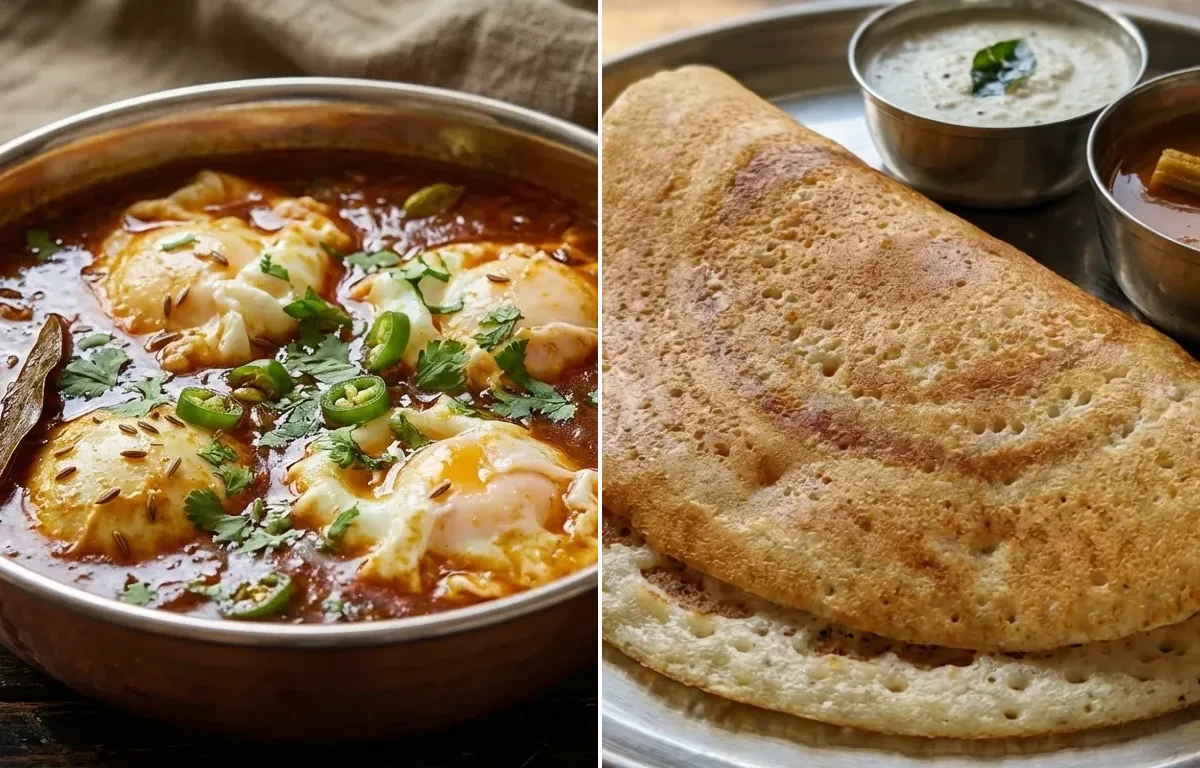 Egg Drop Curry with Kal Dosa