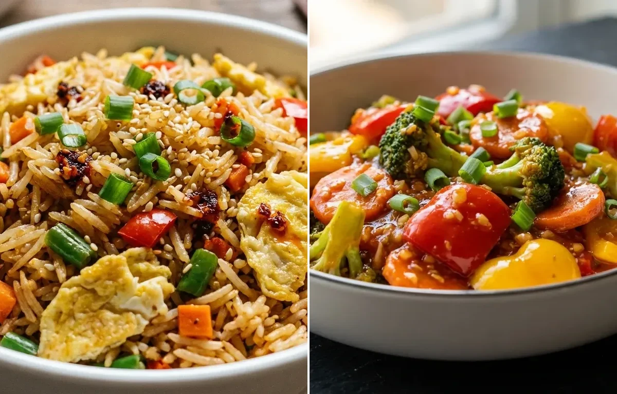 Egg Fried Rice with Sweet and Sour Vegetables