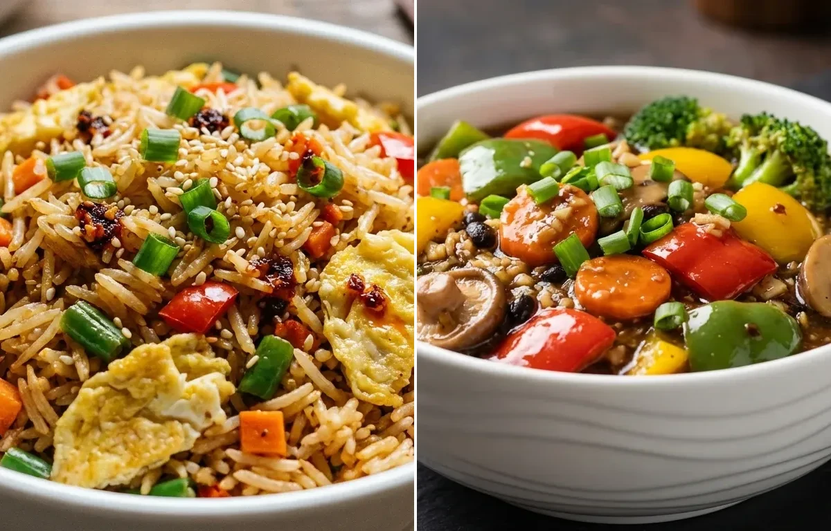 Egg Fried Rice with Vegetables in Black Bean Sauce