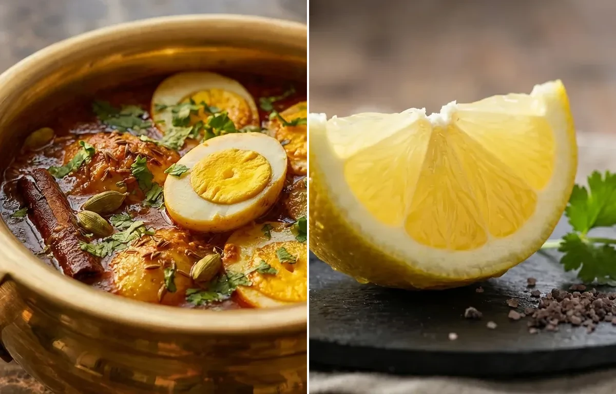 Egg Fry with Awadhi Spices with Lemon Wedge