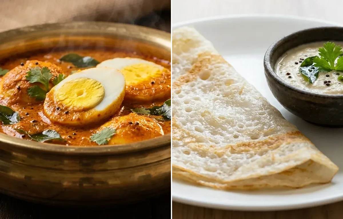 Egg Gassi with Neer Dosa