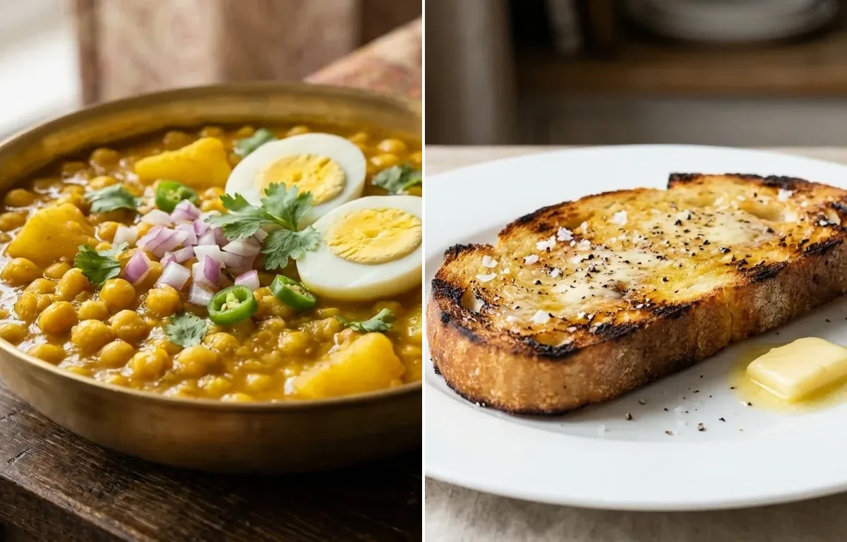 Egg Ghugni with Toasted Bread Slice