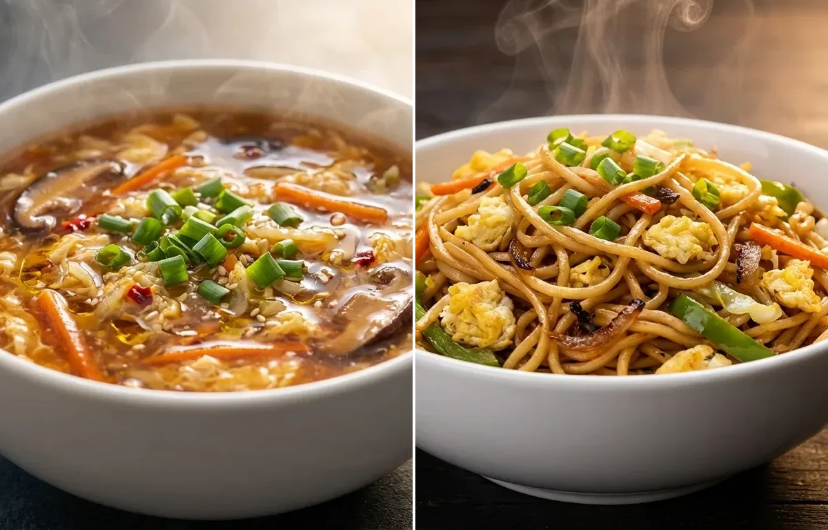 Egg Hot and Sour Soup with Egg Hakka Noodles