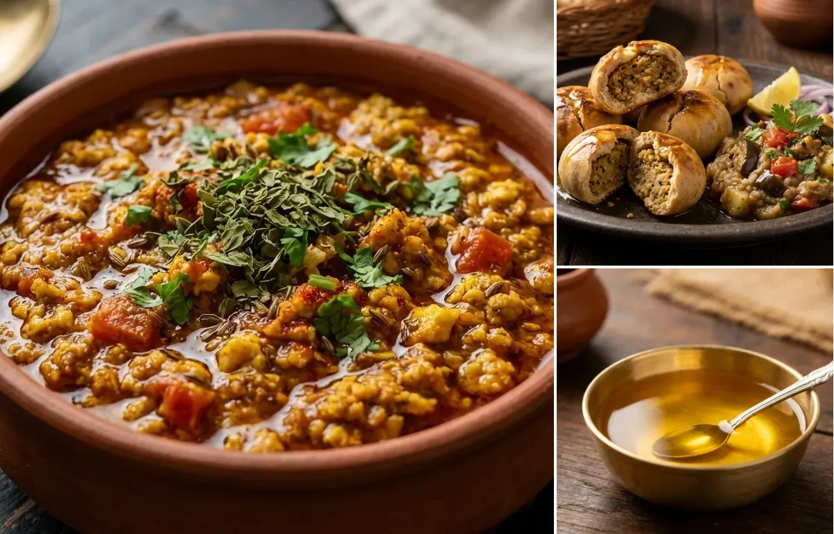 Egg Keema Masala with Bihari Litti and Ghee