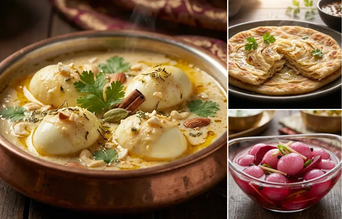 Egg Korma with Ulte Tawa Paratha and Sirke Wale Pyaaz