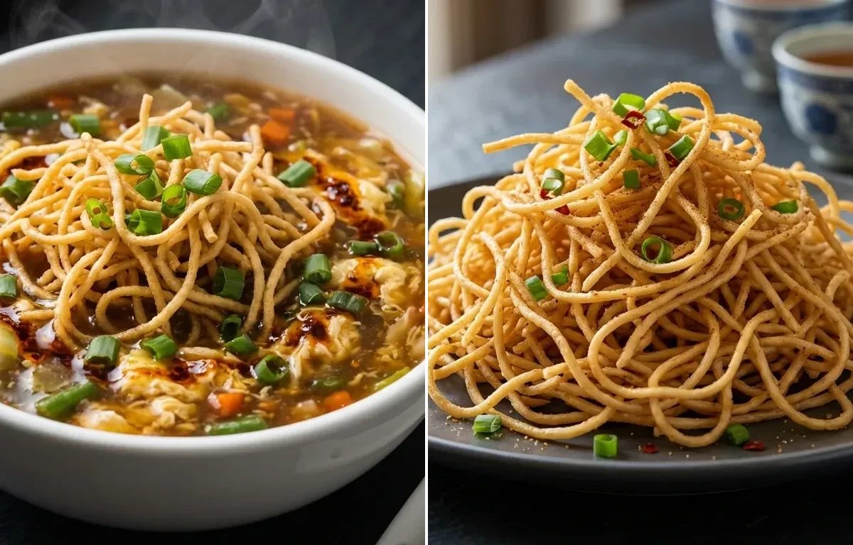 Egg Manchow Soup with Crispy Fried Noodles