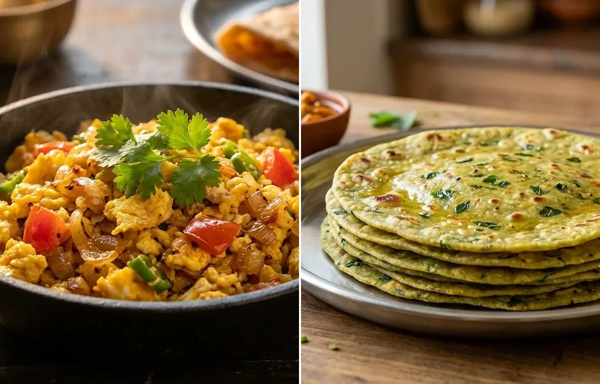 Egg Masala Bhurji with Methi Thepla
