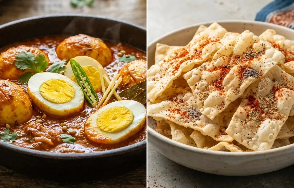 Egg Masala Curry with Chorafali