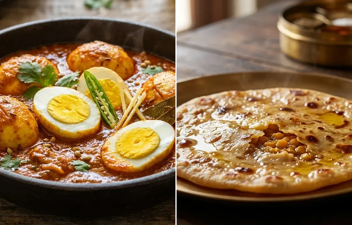 Egg Masala Curry with Puran Poli