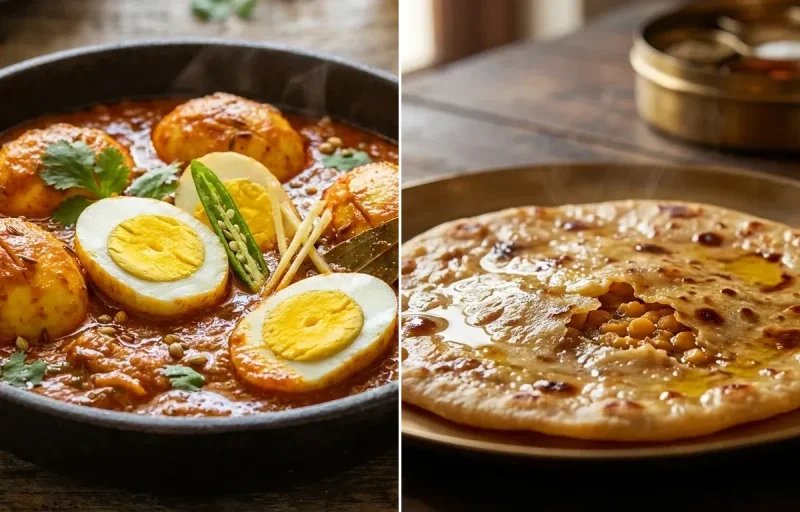 Egg Masala Curry with Puran Poli