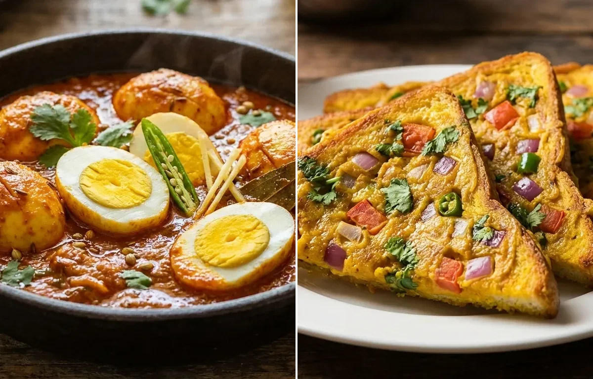 Egg Masala Curry with Tawa Bread Toast