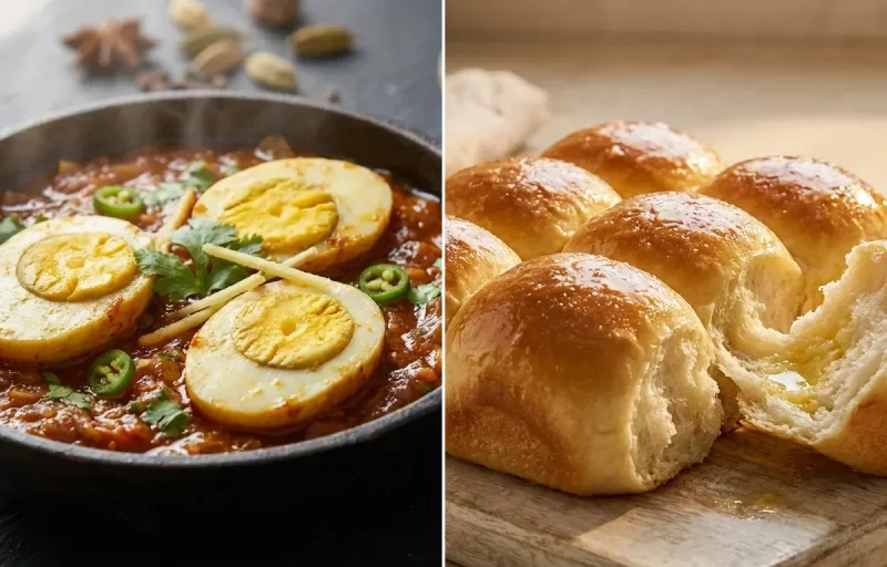 Egg Masala Fry with Ladi Pav