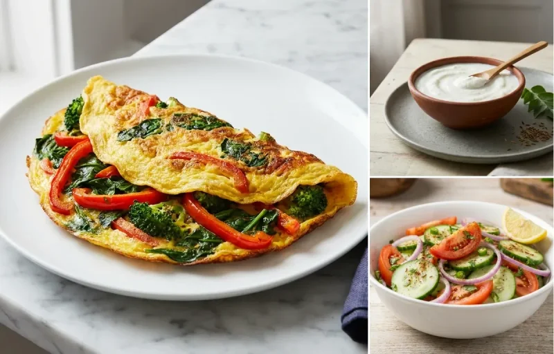 Egg Omelette (veg-loaded) + Curd
