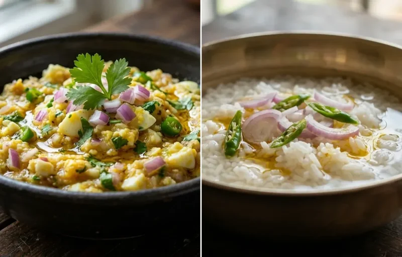 Egg Pitika with Poita Bhaat