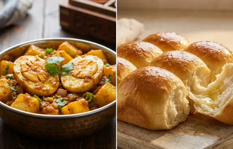 Egg Potato Bhaji with Ladi Pav