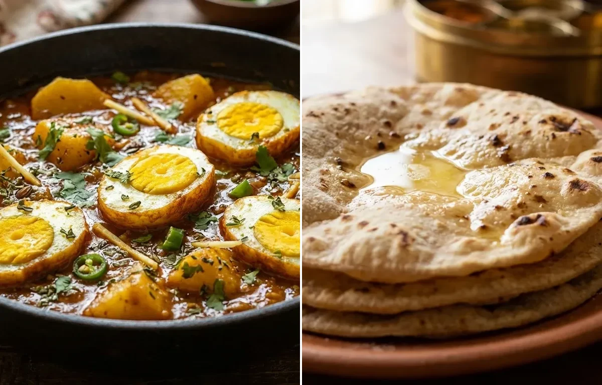 Egg Potato Curry with Roti