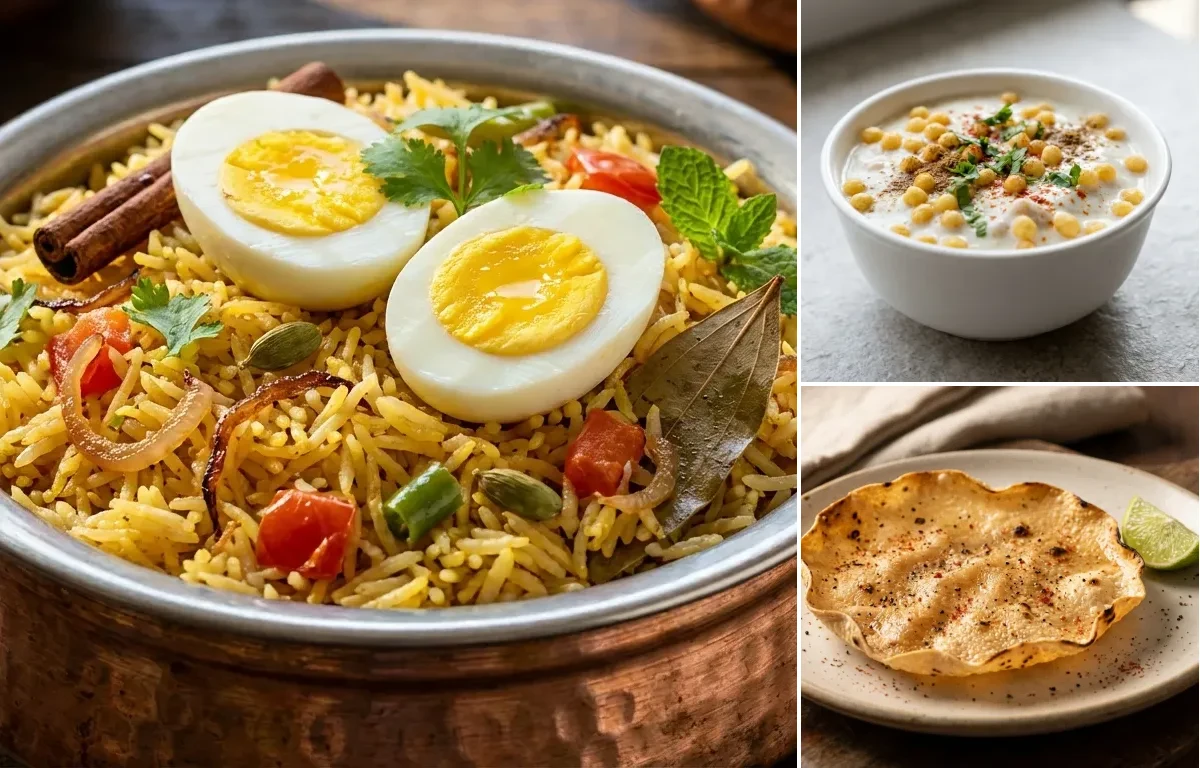 Egg Pulao with Boondi Raita