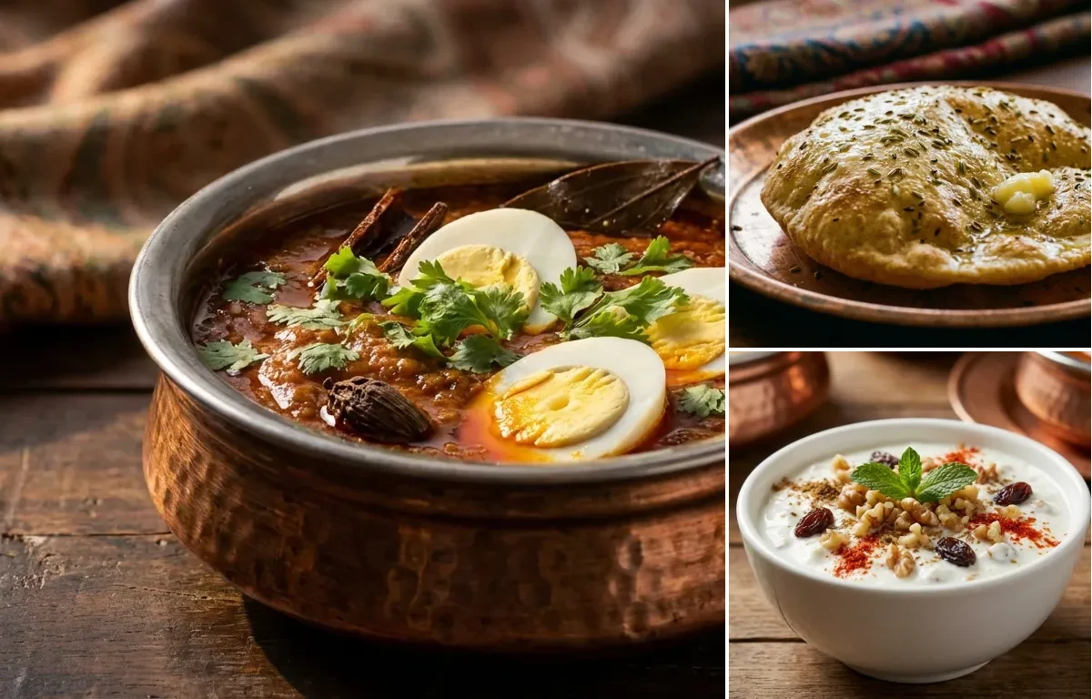 Egg Rogan Josh with Kashmiri Roti and Kashmiri Raita