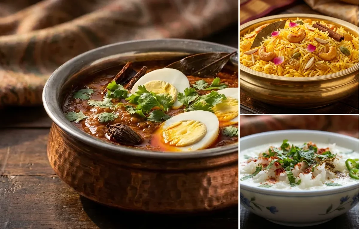 Egg Rogan Josh with Kesar Pulao and Mujh Chetin