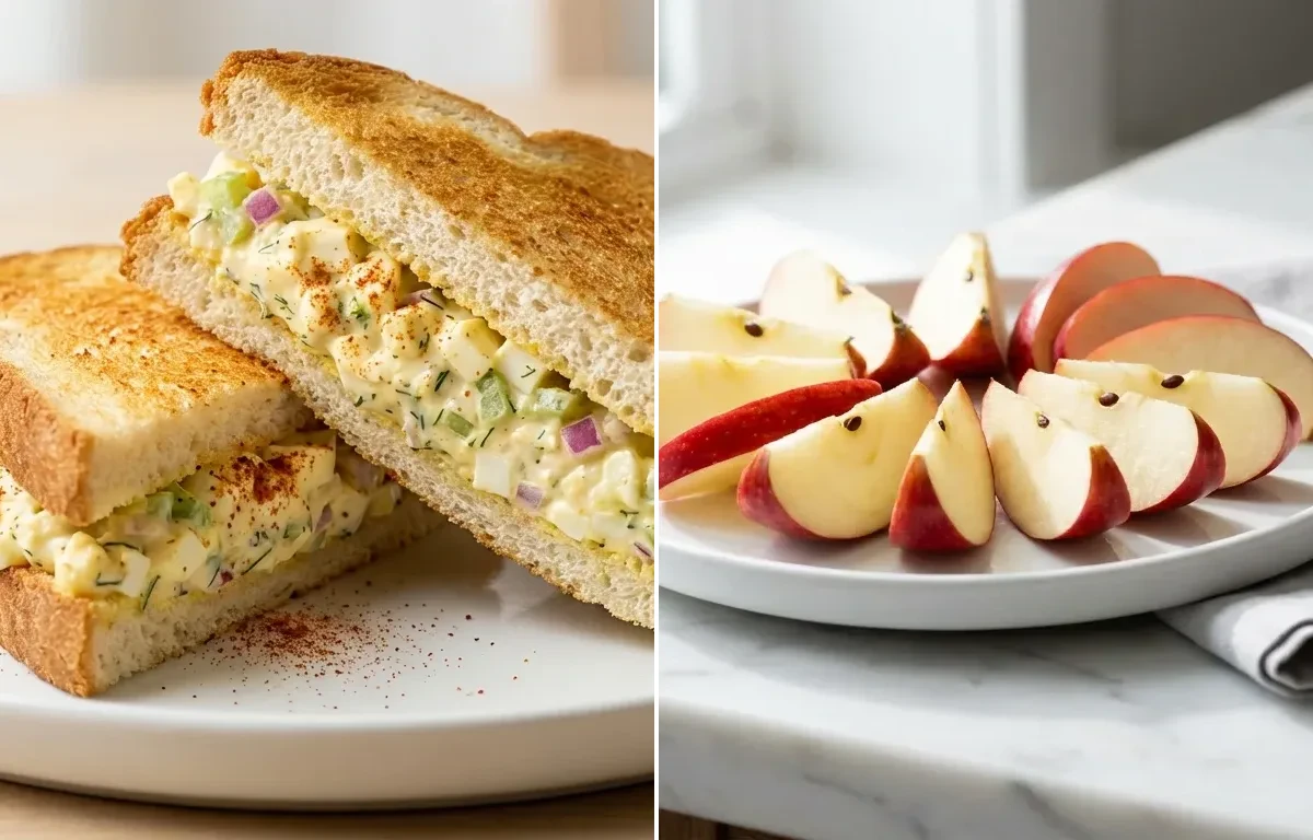Egg Salad Sandwich with Sliced Apple