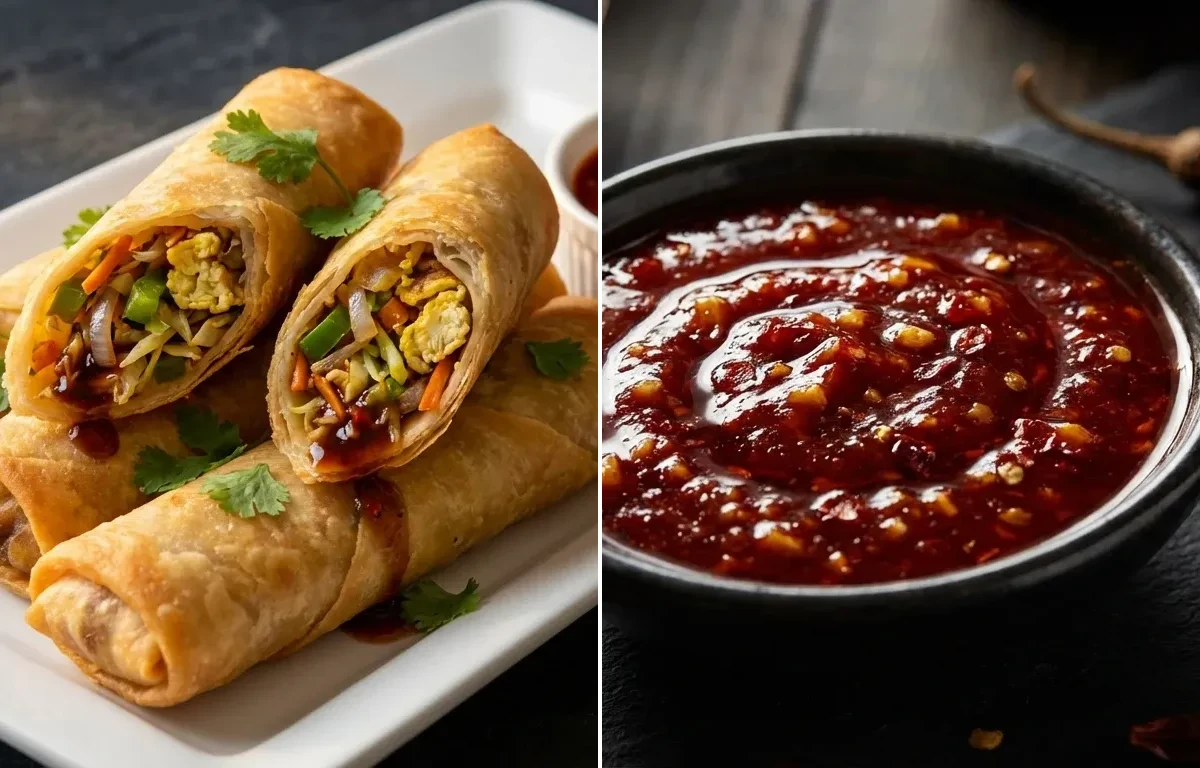 Egg Spring Roll with Schezwan Sauce