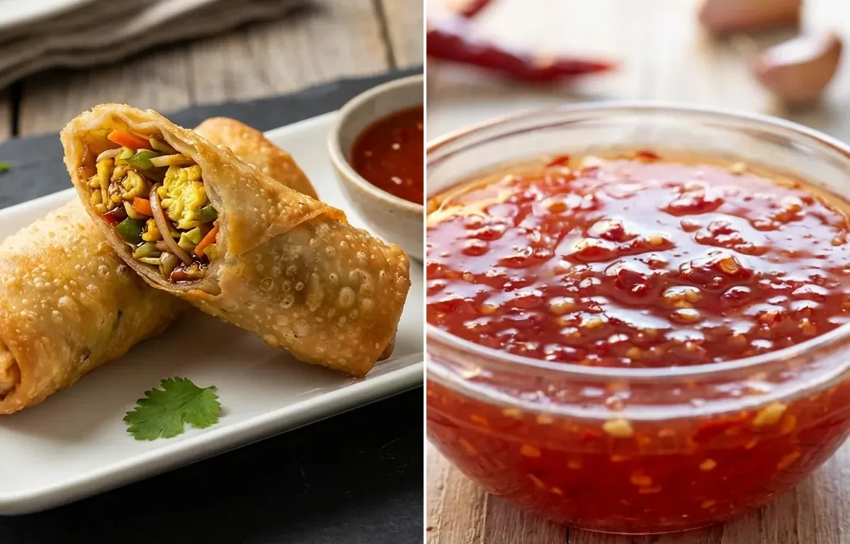 Egg Spring Rolls with Sweet Chili Sauce