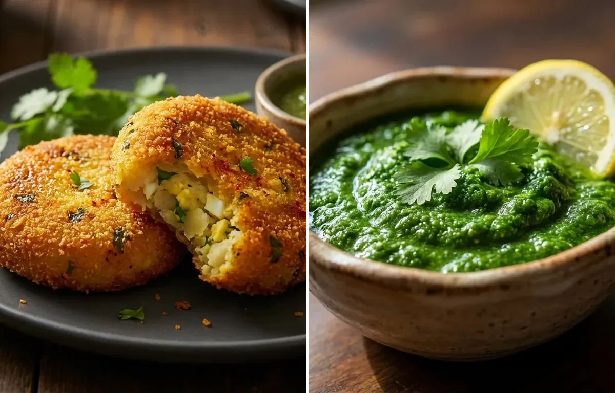 Egg Tikki with Coriander Chutney