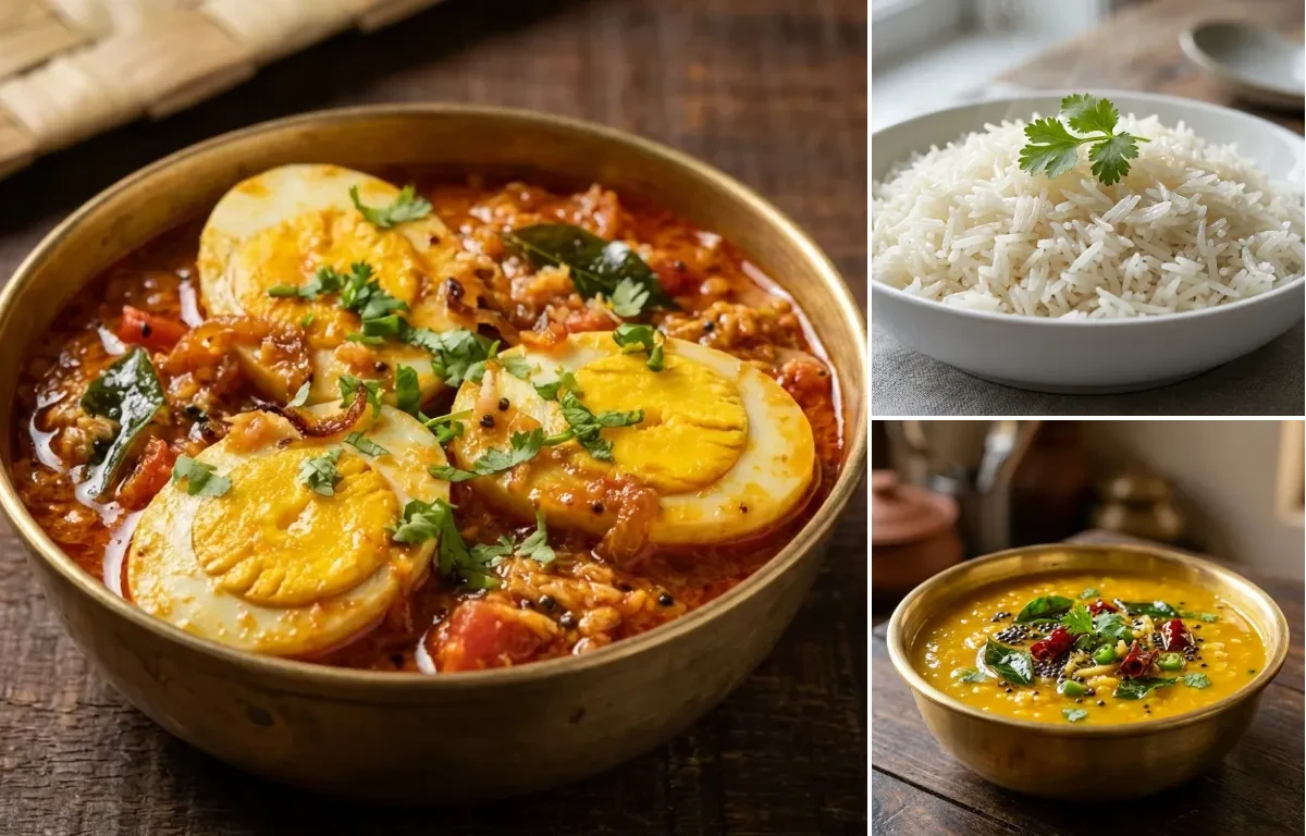 Egg Urval with Boiled Rice and Dalithoy
