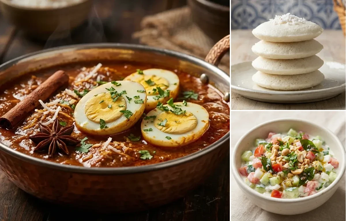 Egg Xacuti with Goan Sanna and Koshimbir