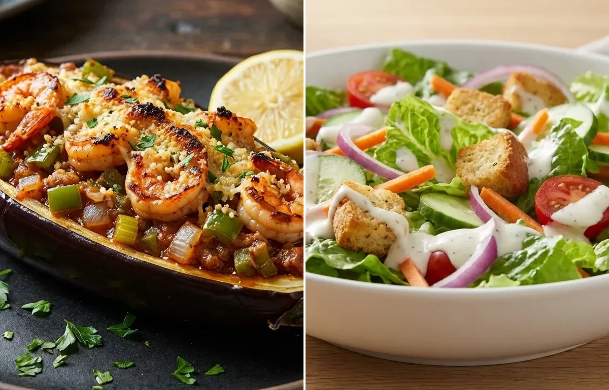 Eggplant Pirogue with Side Salad