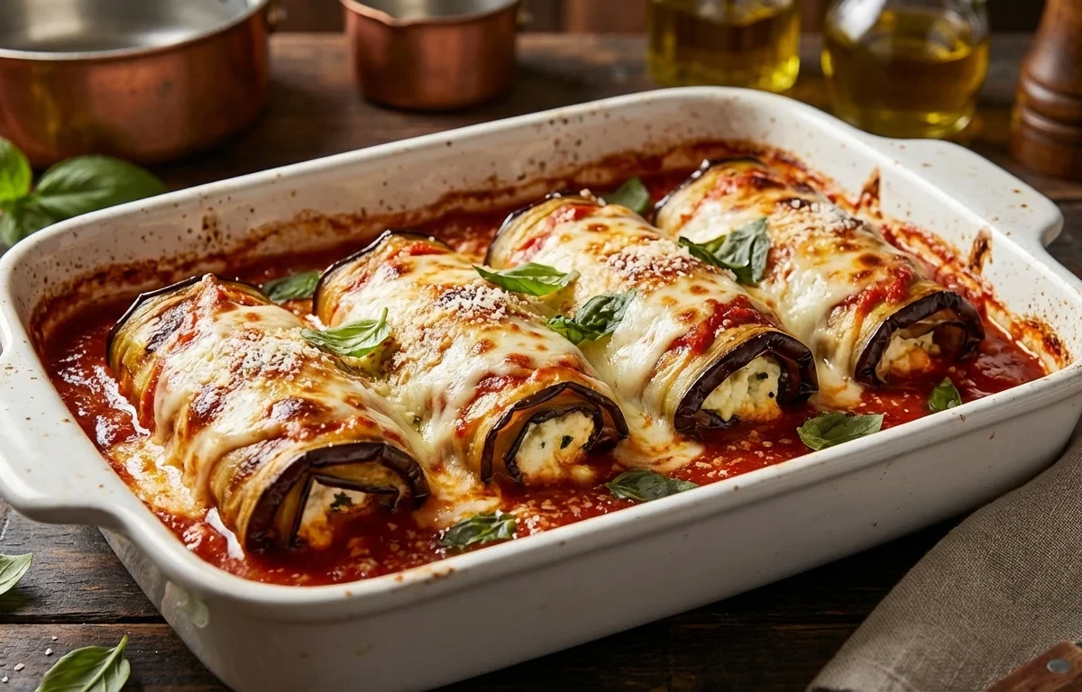 Eggplant Rollatini with Carrot Salad
