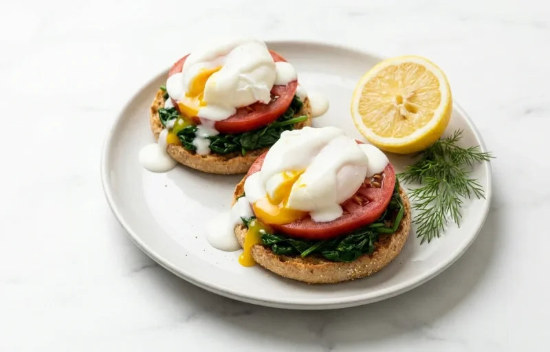 Eggs Benedict with Yogurt Lemon Sauce
