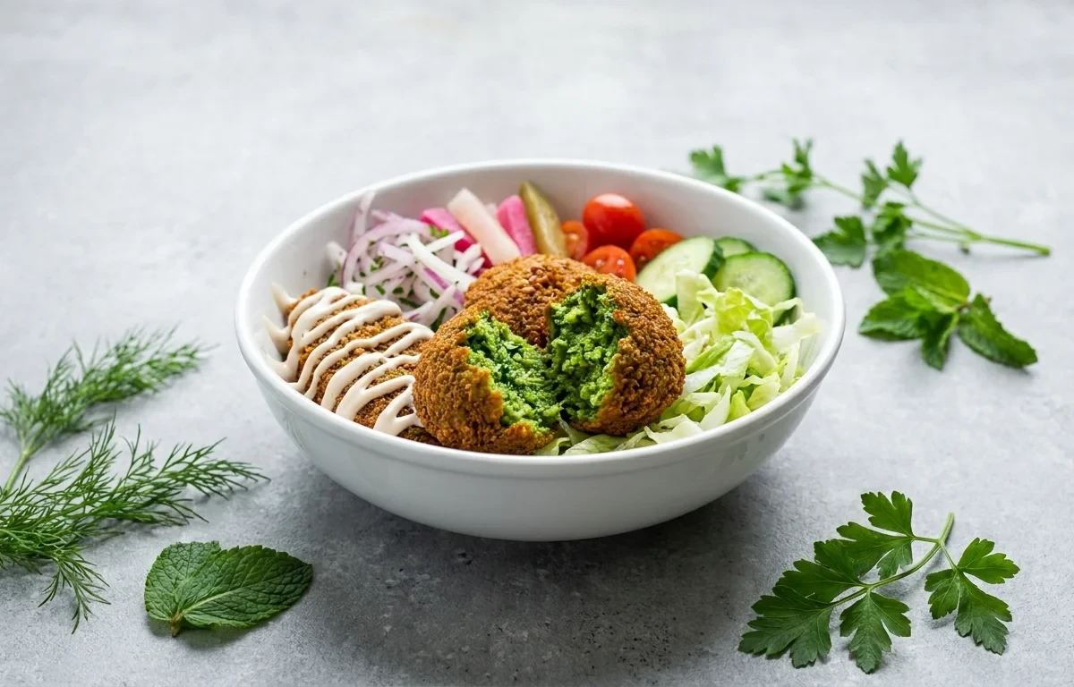 Falafel Bowl with Roasted Pumpkin Seeds Spiced