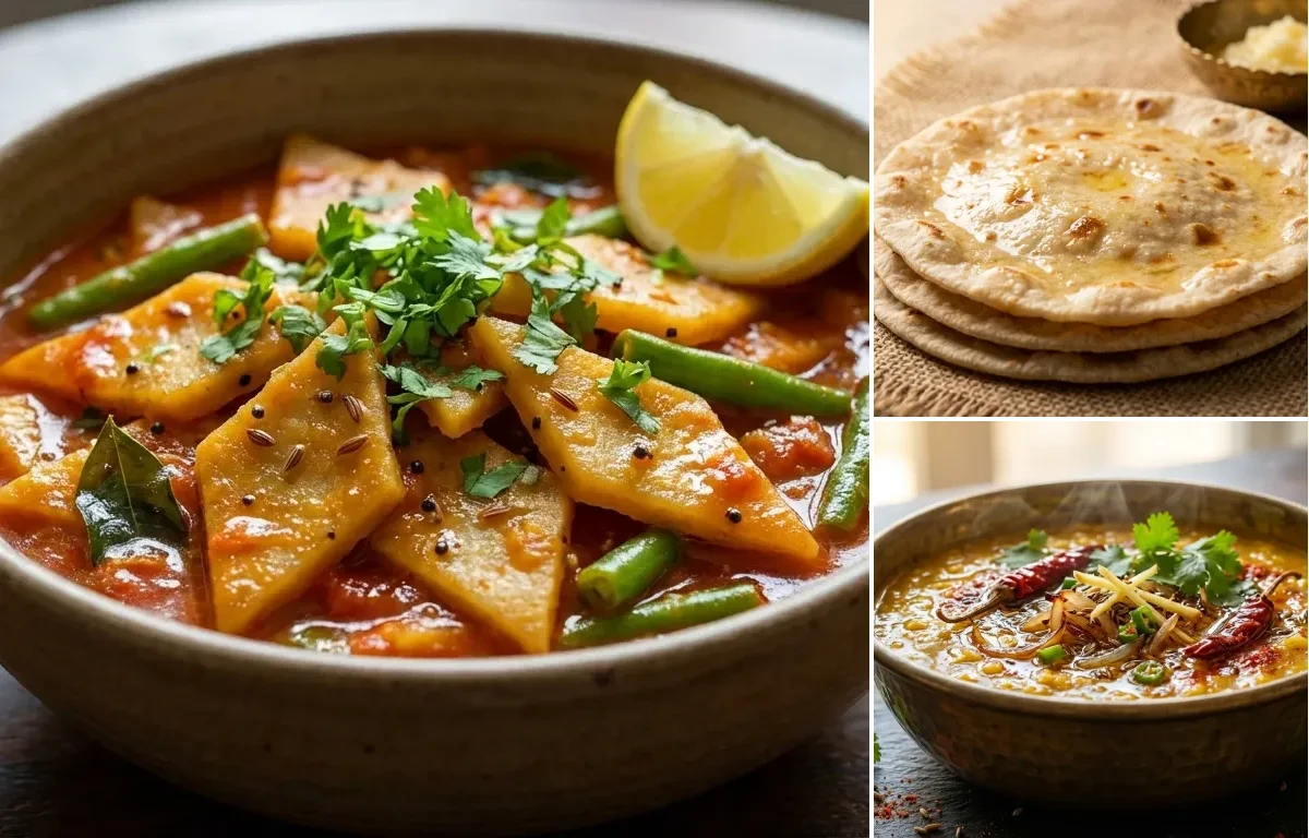 Fansi Dhokli with Rotli and Dal Tadka