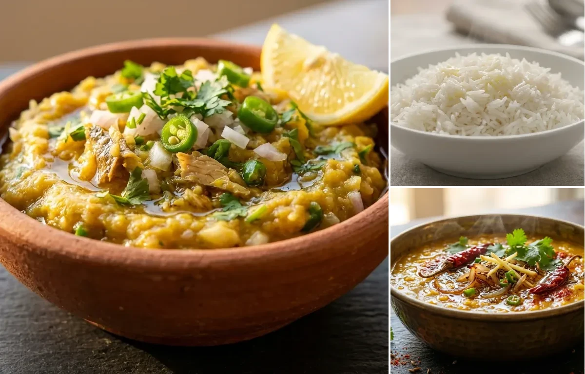 Fish Chokha with Steamed Basmati Rice and Dal Tadka