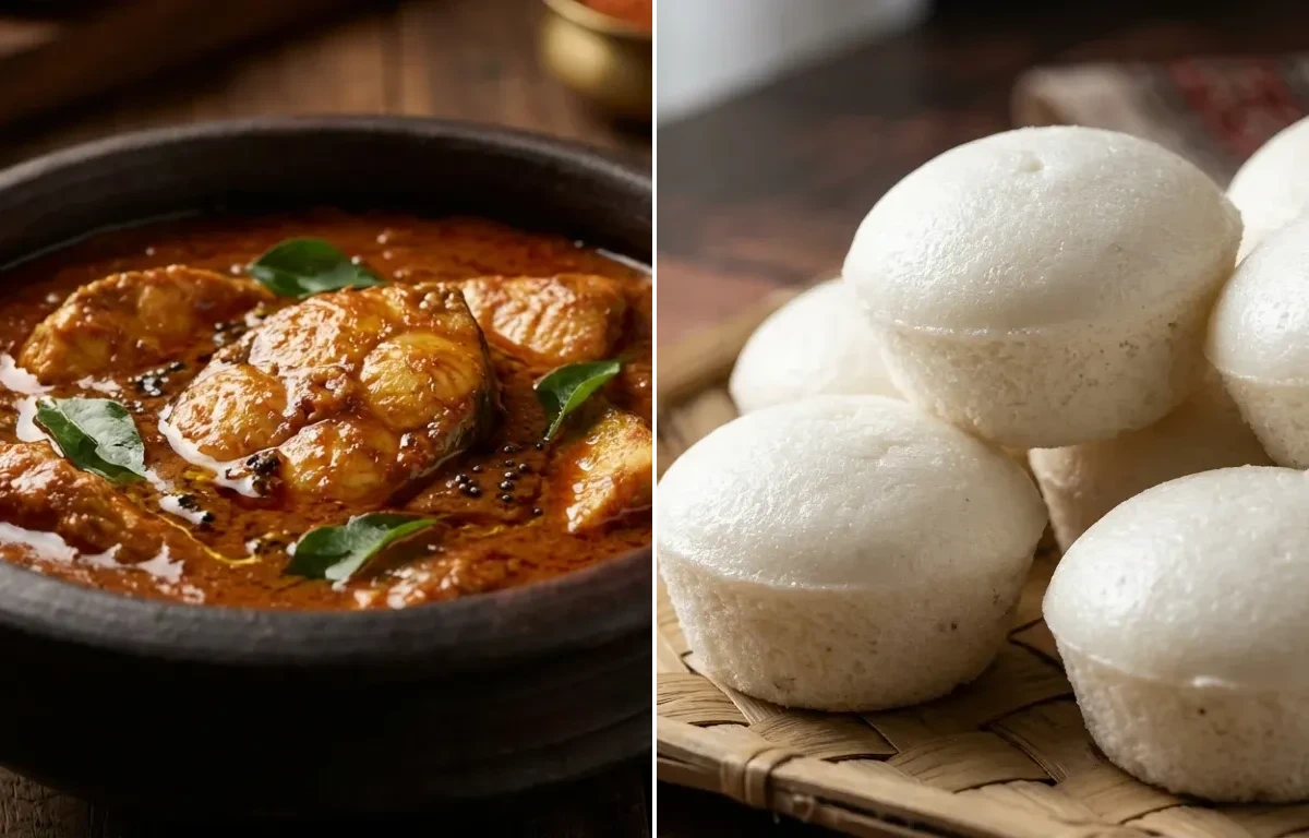 Fish Pulimunchi with Goan Sannas