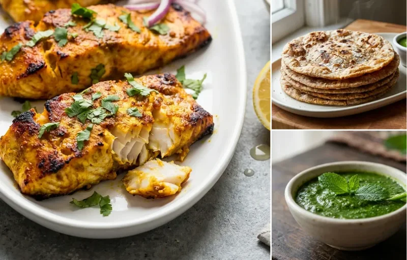 Fish Tikka (baked) + Multigrain Roll