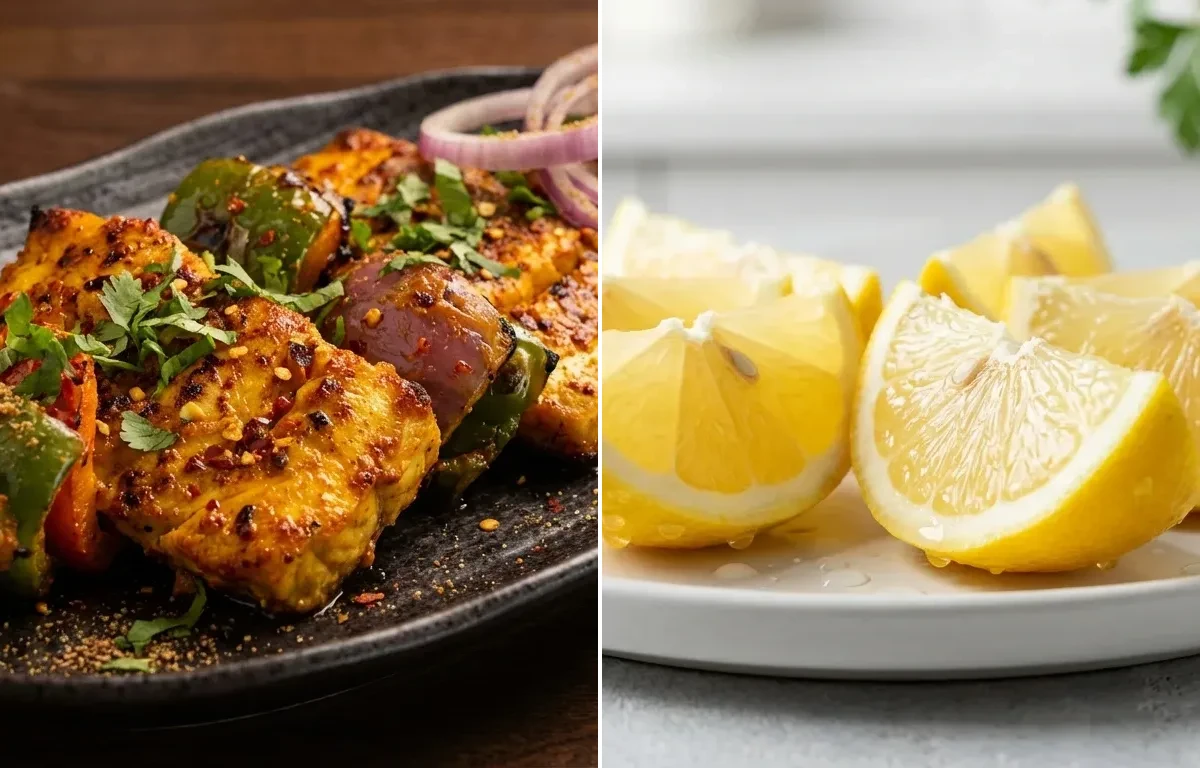 Fish Tikka with Lemon Wedges