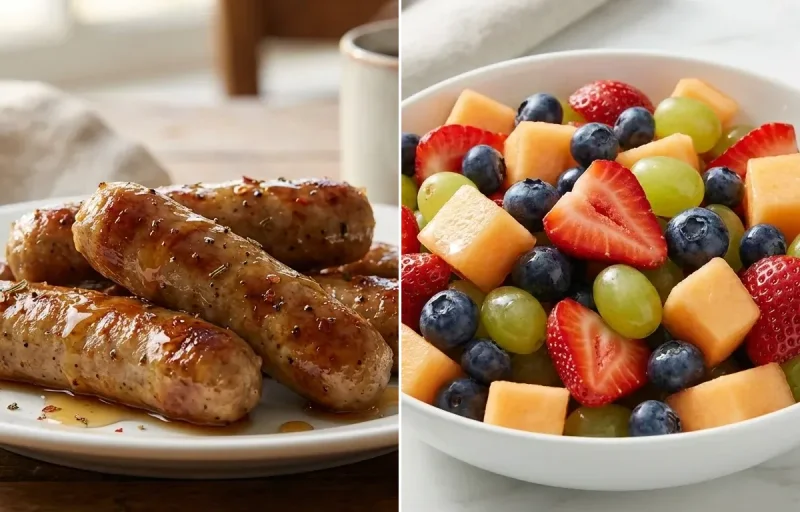 Breakfast Sausage Links with Side of Fruit