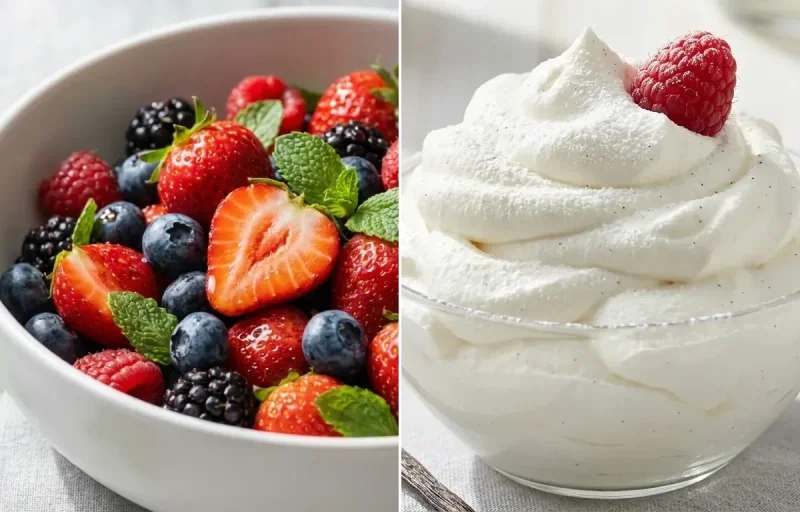 Mixed Berry Salad with Whipped Cream