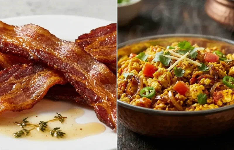 Pan-Fried Bacon with Anda Bhurji